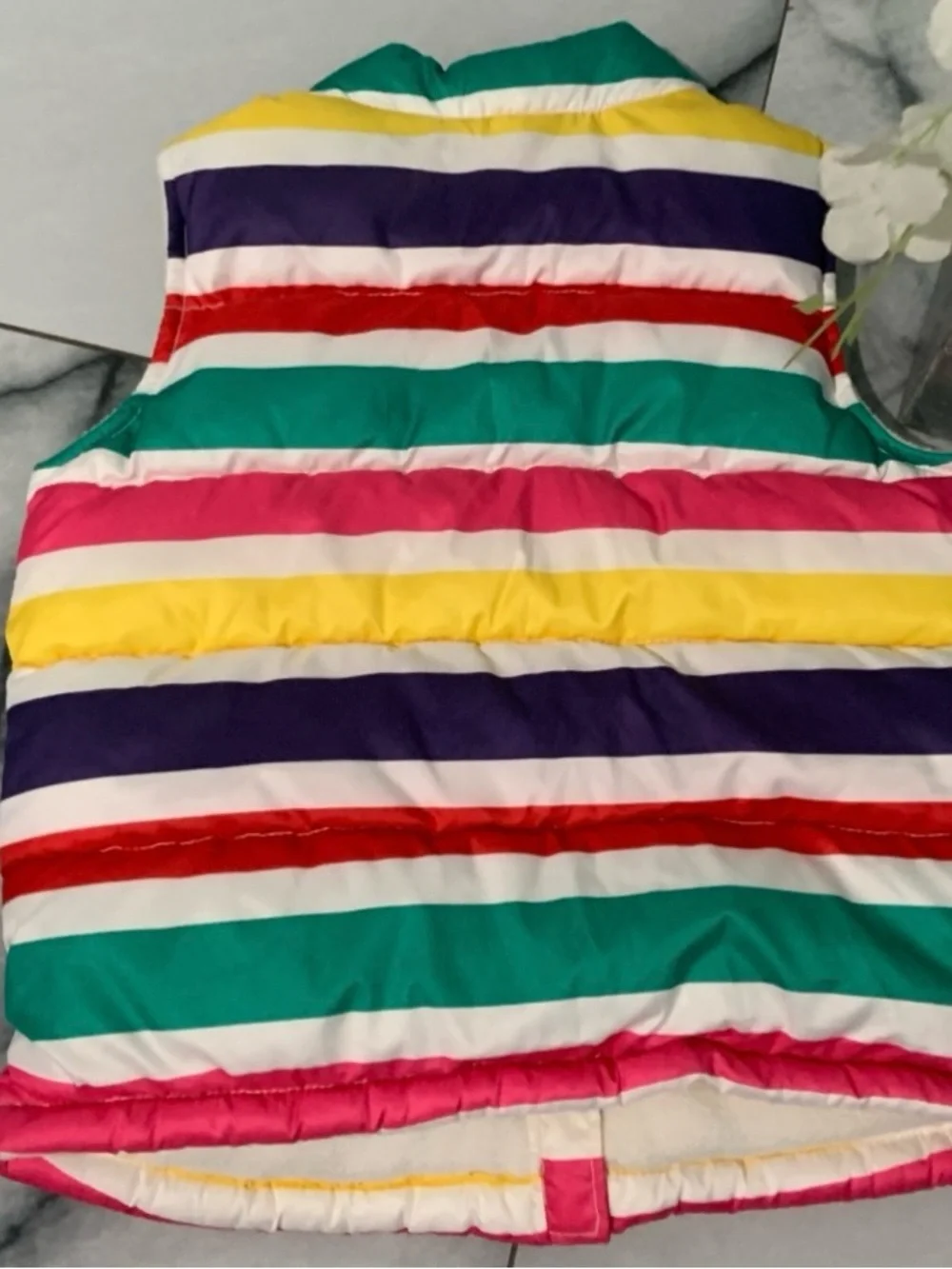 Old Navy Cream Jacket with Green, Yellow & Red Trim
